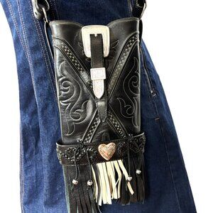 Rare Unique Upcycled boot Western Cross Body Boho Cowgirl Purse Bag